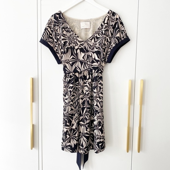 Anthropologie Black and Cream Patterned Dress - Picture 3 of 15